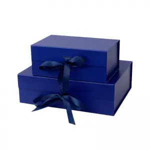 High Quality Customized Size and Color One-piece Hard Folding Gift Box With A Bowknot Ribbon