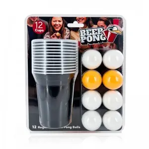 Beer Pong Set 24 PCS American Novelty Drinking Game 12Cups and 12 Orange Balls