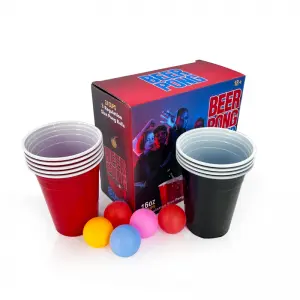Custom Logo 8 Beer Pongs Balls 24pcs 16OZ Beer Party Cups Drinking Game Set For Game Party