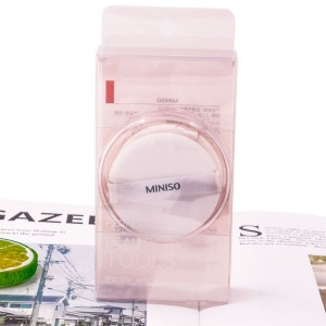 Customized clear plastic makeup puff makeup tool beauty sponge blender packaging folding box with hanger