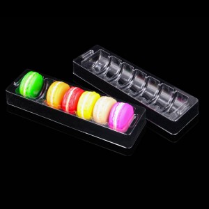 Cheap custom plastic disposable 6 12 packs macaroon box clear blister packaging with lid