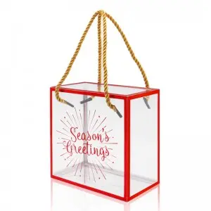 PET Clear Candy Boxes Wedding Birthday Party Supplies Transparent Plastic Gift Box Cookies Packaging Noel Storage Bag Handle