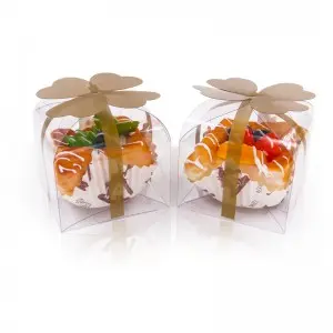 Custom Small Square Transparent ClearPET PVC Packaging Plastic Party Favor Box For Cupcake