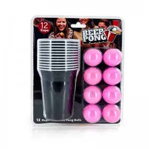 Beer Pong Game Set Drinking Cups Pong Balls Adults Party Game 12 pcs Kit