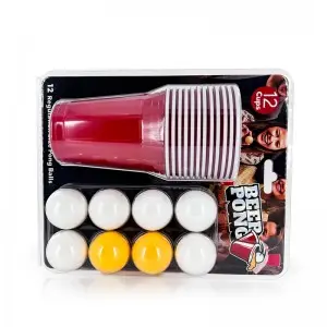 Beer Pong Set 24 PCS American Novelty Drinking Game 12Cups and 12 Orange Balls