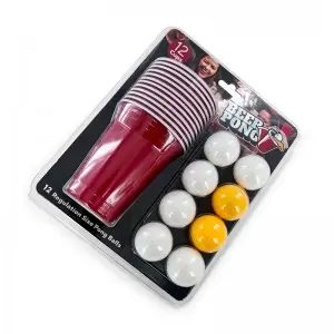 Beer Pong Set 24 PCS American Novelty Drinking Game 12Cups and 12 Orange Balls