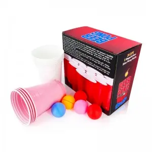 Custom brand beer pong balls 12pcs plastic red blue 16oz plastic cups custom beer pong sets