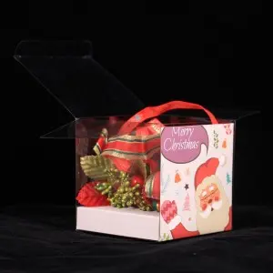 Christmas Candy Box Plastic Clear Gift Boxes Christmas Weddings Party Favors Boxes Xmas Holiday Party Treat Cookies Gift Box with Butterfly Bow Handle for Winter Holiday New Year Party