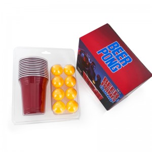 Custom Logo 8 Beer Pongs Balls 24pcs 16OZ Beer Party Cups Drinking Game Set For Game Party
