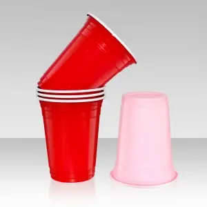 12oz/16oz festival reusable hard plastic cups wholesale red and customize white logo plastic cup party drink game cup