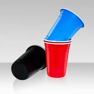 12oz/16oz festival reusable hard plastic cups wholesale red and customize white logo plastic cup party drink game cup
