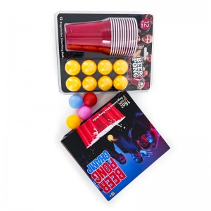 Beer pong game set with 24 pieces cups and 8 pieces balls for 16oz party cup