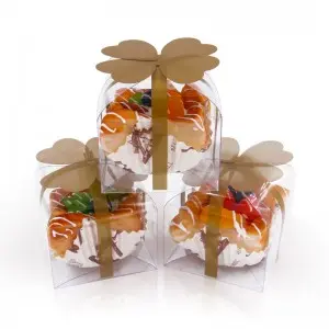 Custom Small Square Transparent ClearPET PVC Packaging Plastic Party Favor Box For Cupcake
